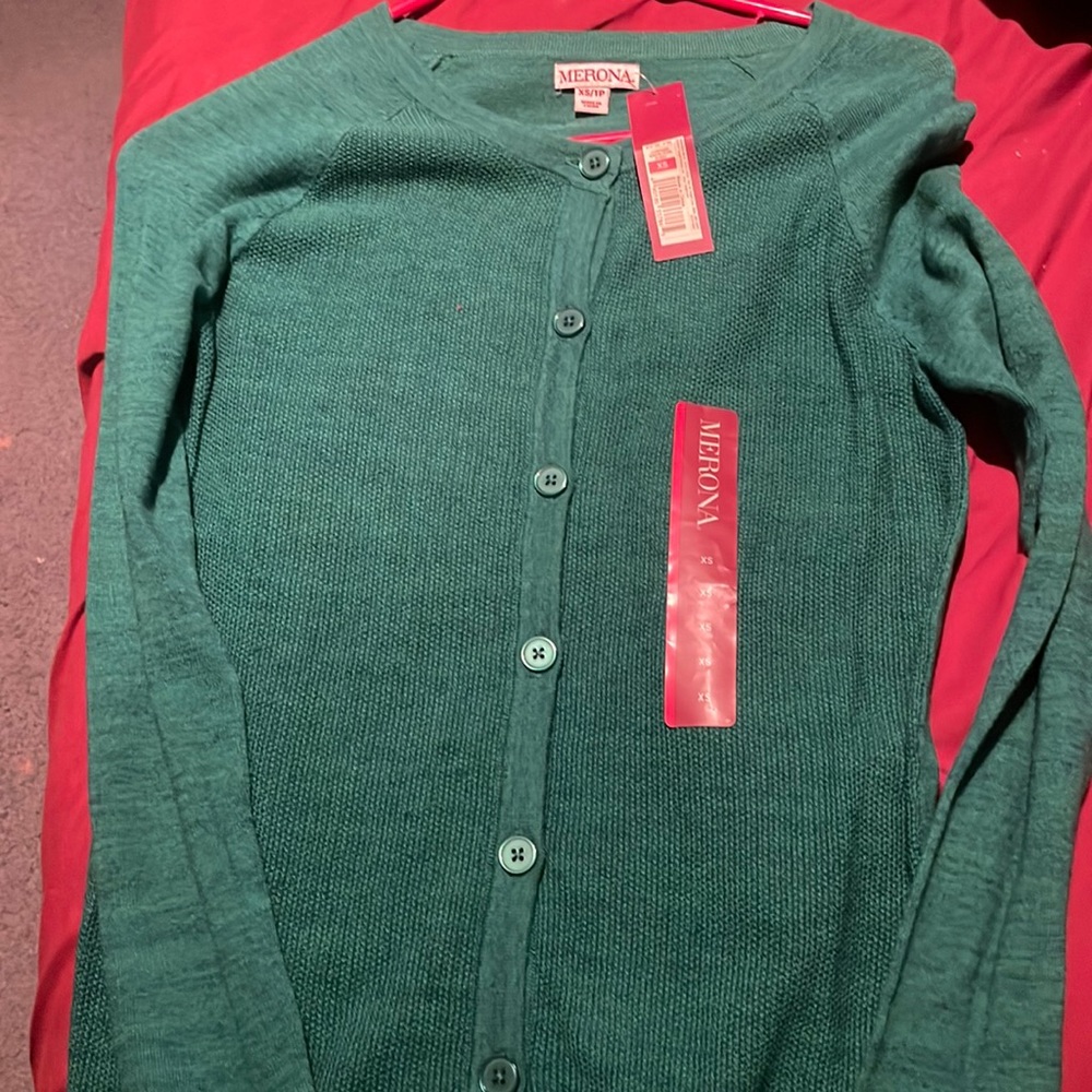 womens green merona cardigan